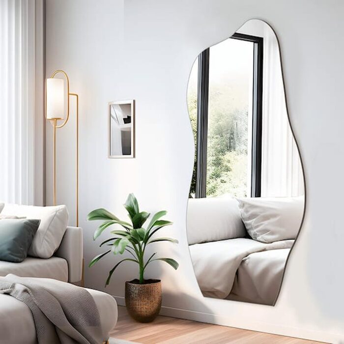 31 in. W x 71 in. H Unique Irregular Shaped Mirror Frameless Full Length Mirror Wall Mirror